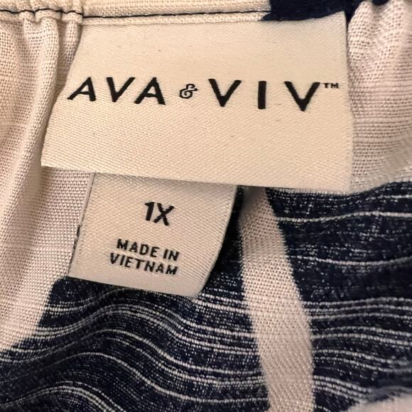 Ava & Viv Dress Boho Romantic Navy Floral Maxi Off Shoulder Ruffle Hem 1X - Picture 7 of 10